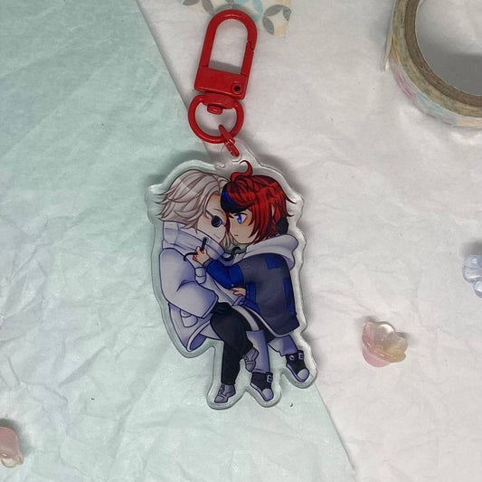 Eito Aotsuki and Takumi Sumino Keychain - Backside - showing Ending 001