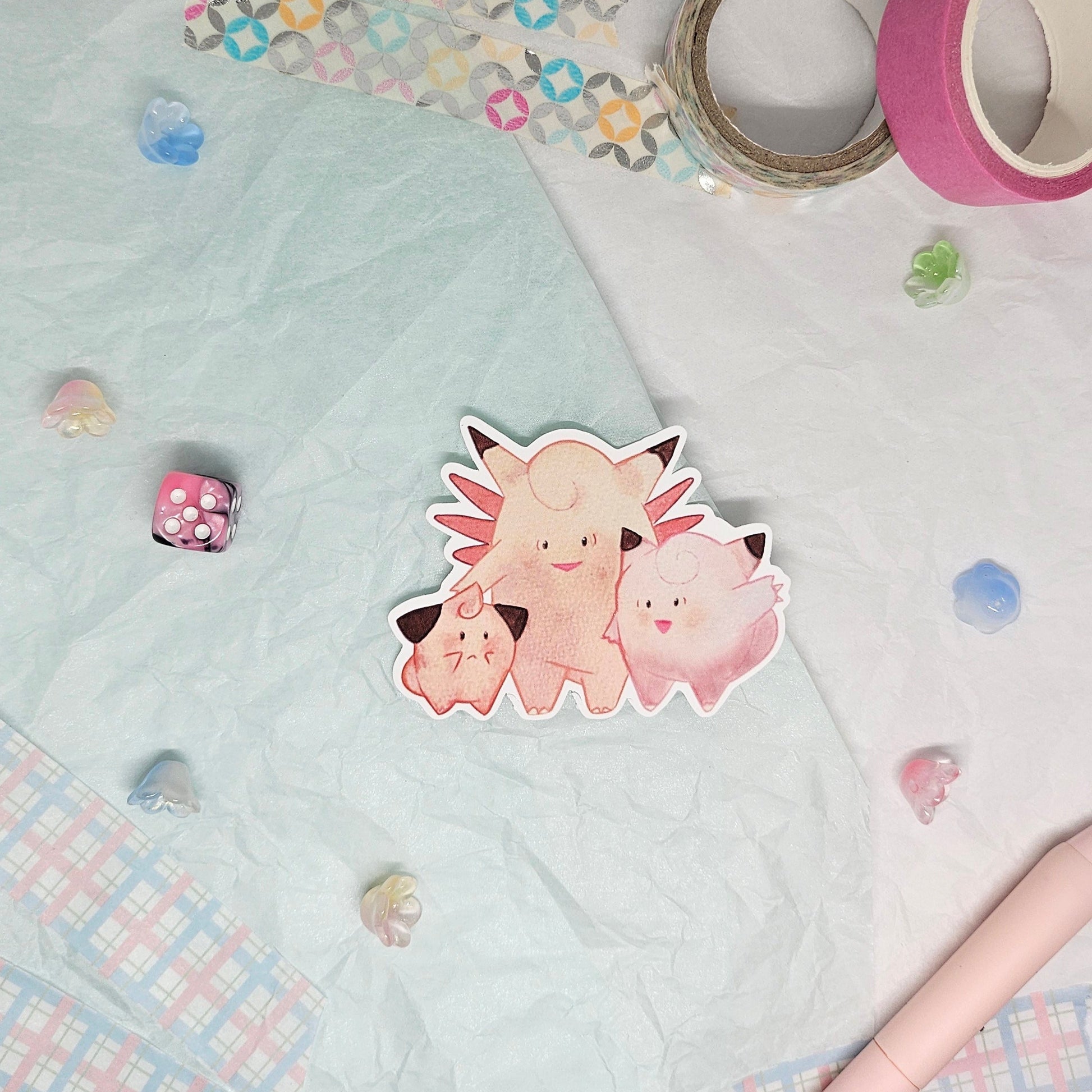Cleffa, Clefairy and Clefable family sticker