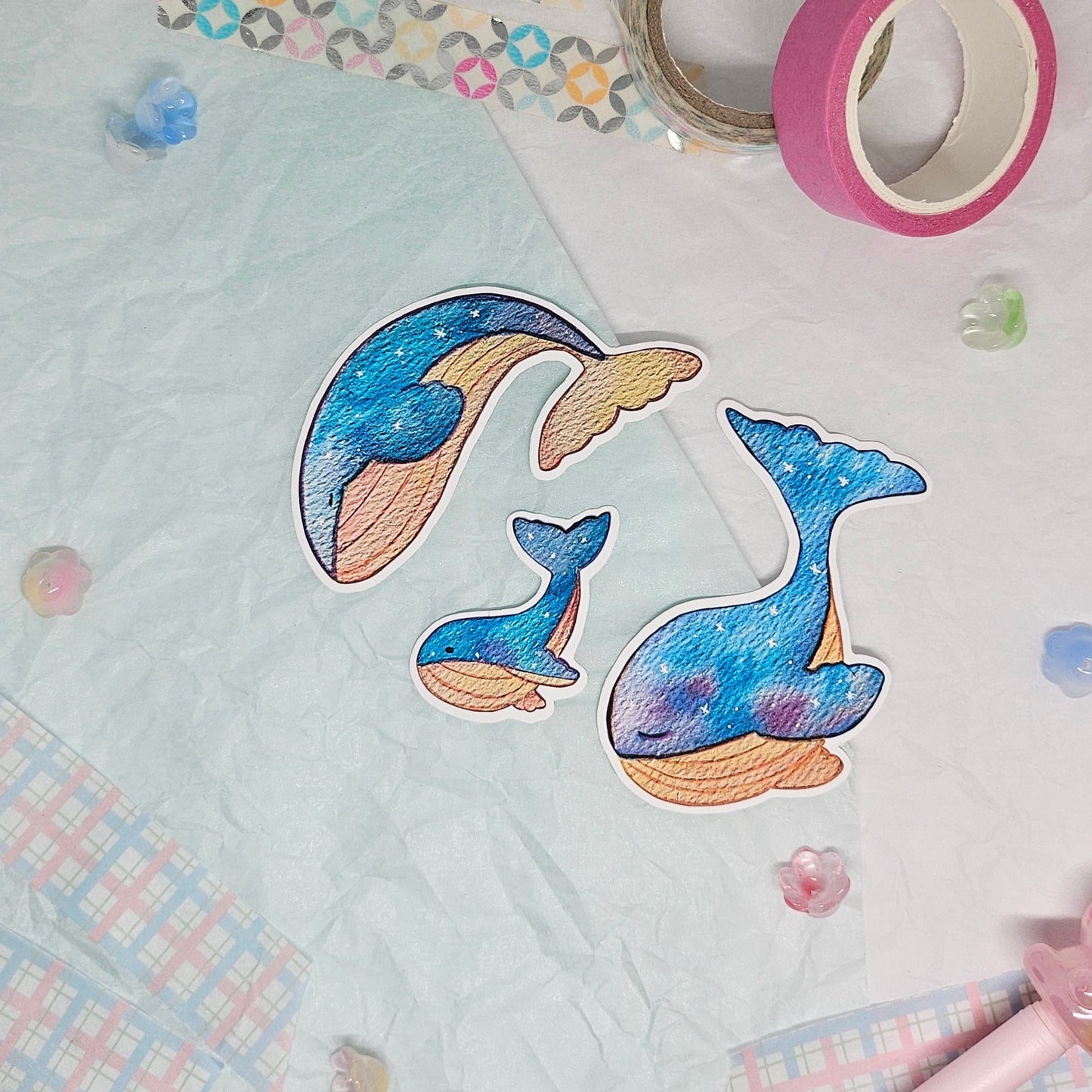 Galaxy Whale Family Sticker