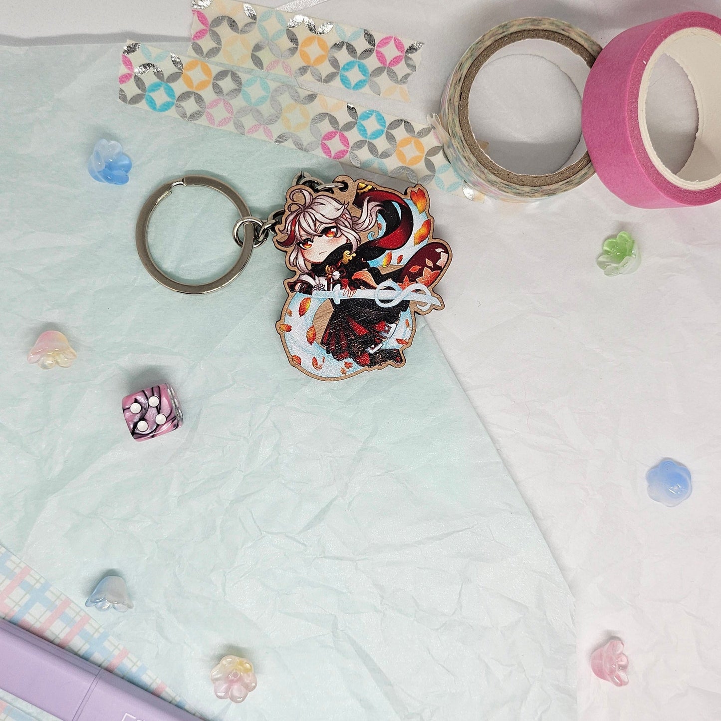 Genshin Impact Kazuha Wooden Charm Keychain