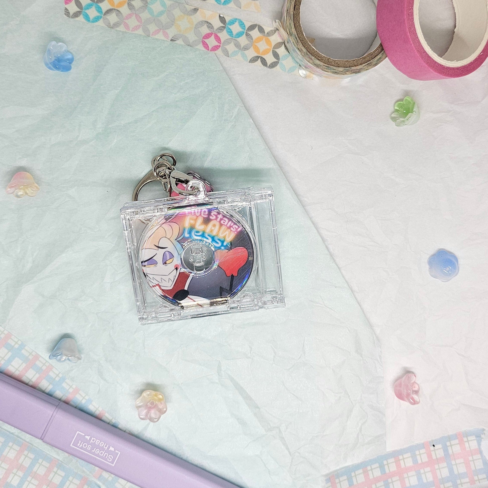 Lucifer Hazbin Hotel Keychain - Charm is a CD Case