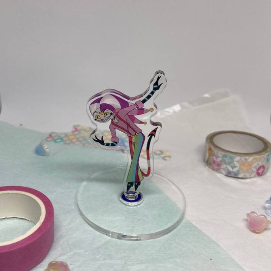 Productpicture of a Helluva Boss Fizzarolli Spinning Acrylic Standee