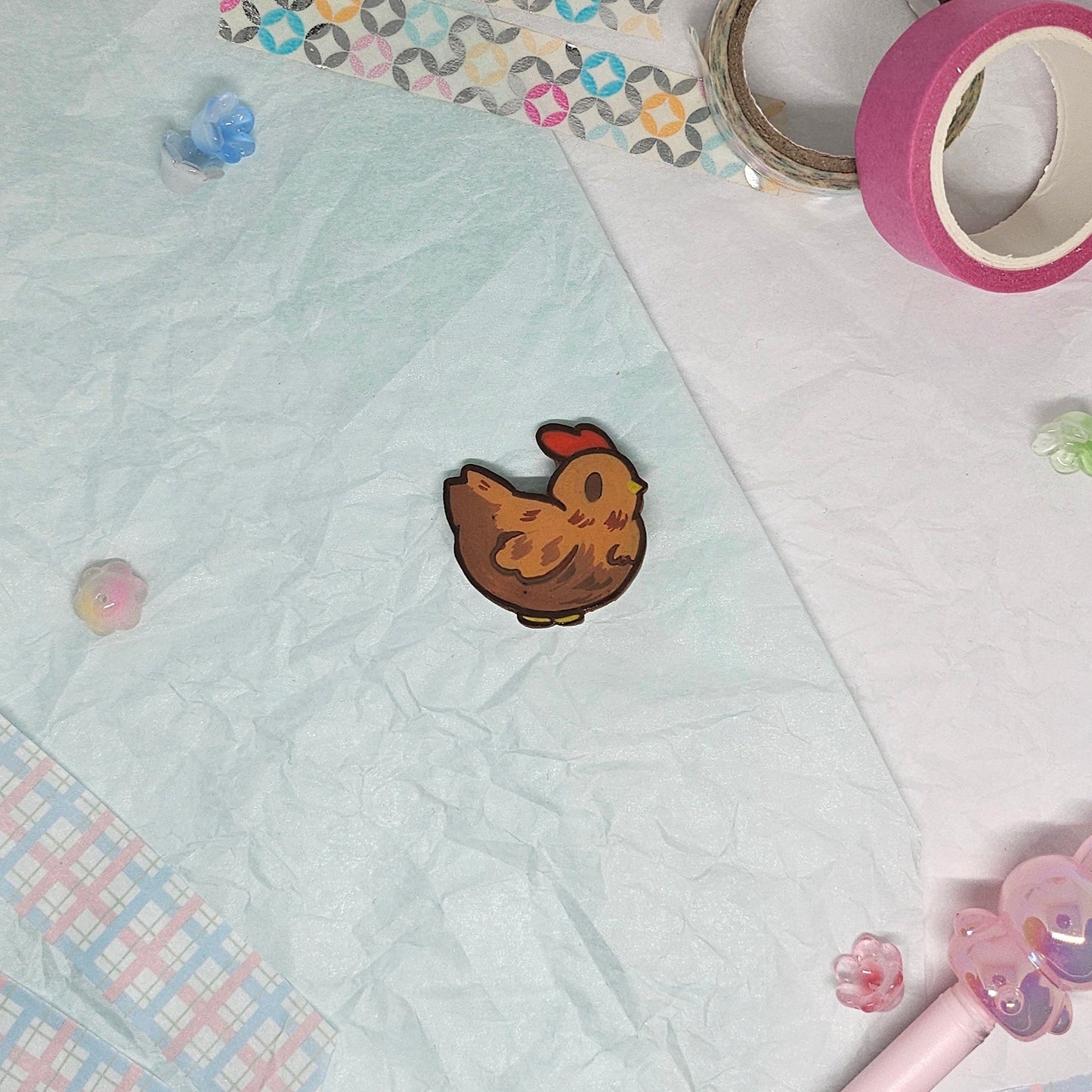 Stardew Valley Brown Chicken Pin