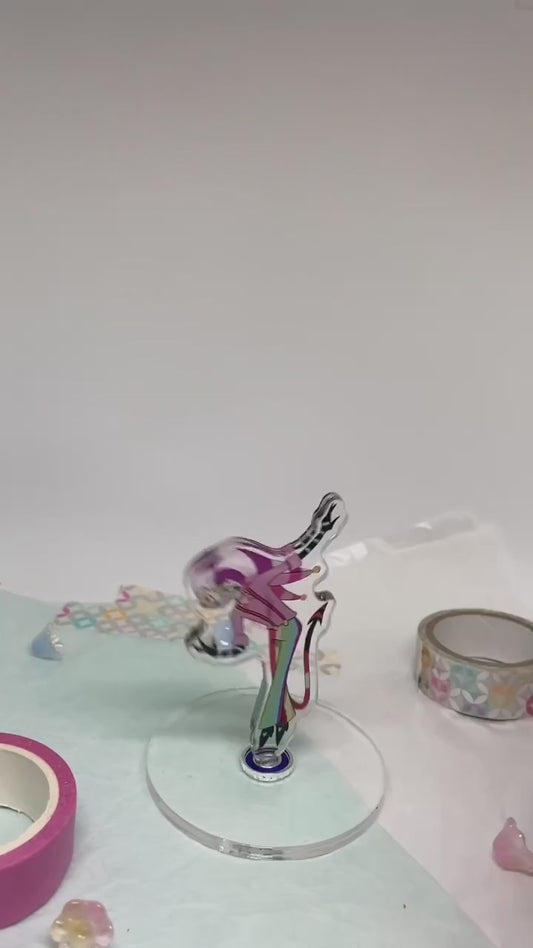 Video of Helluva Boss Fizzarolli Spinning Acrylic Standee